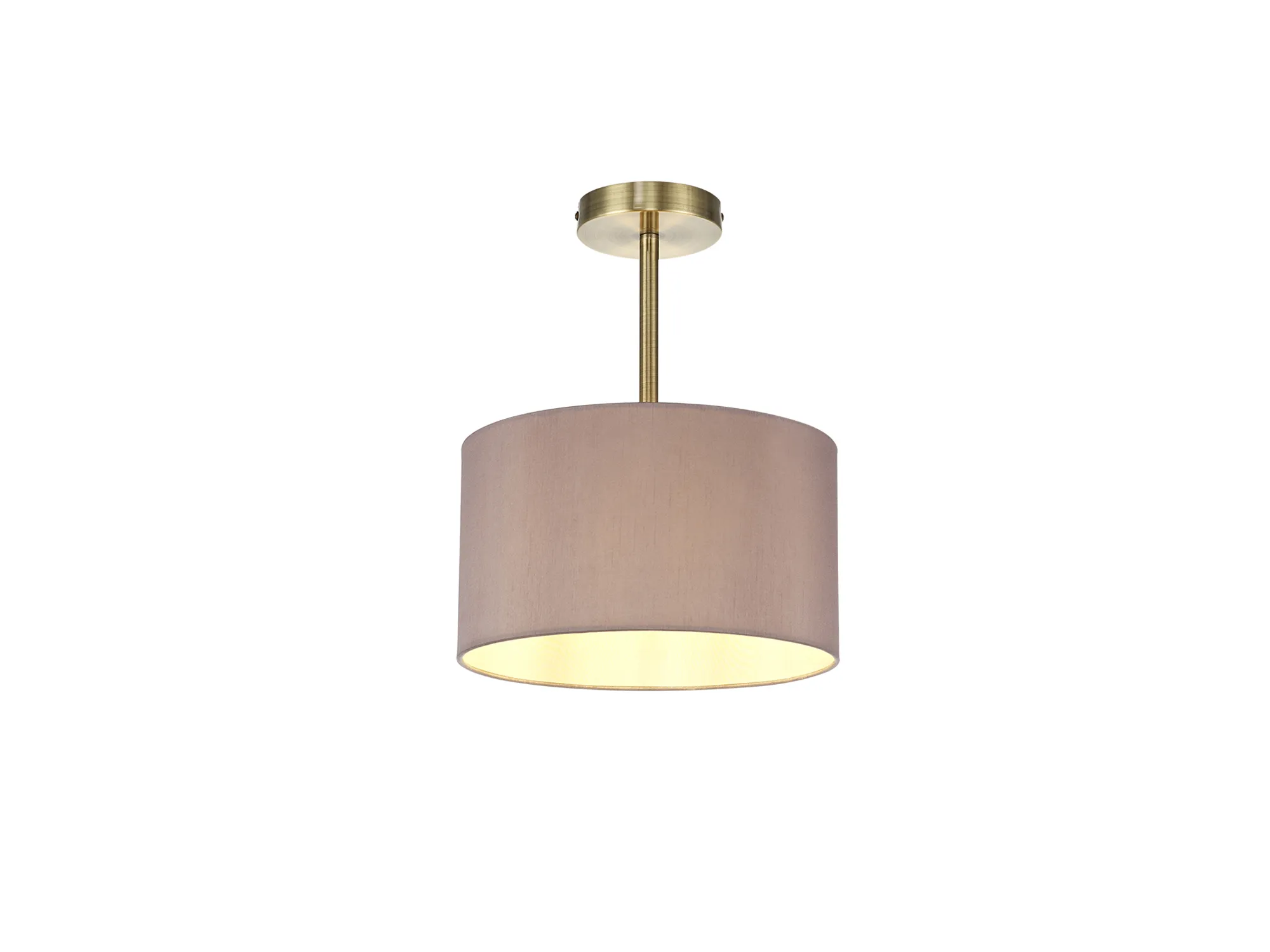 DK0161  Baymont 30cm Semi Flush 1 Light Antique Brass; Taupe/Halo Gold